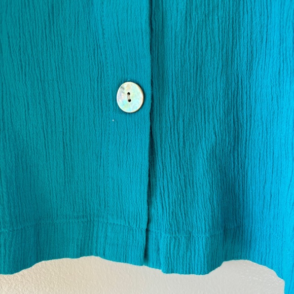 Vintage Appleseed's Turquoise Blue Button Up Shirt - Size 12 - Picture 4 of 9